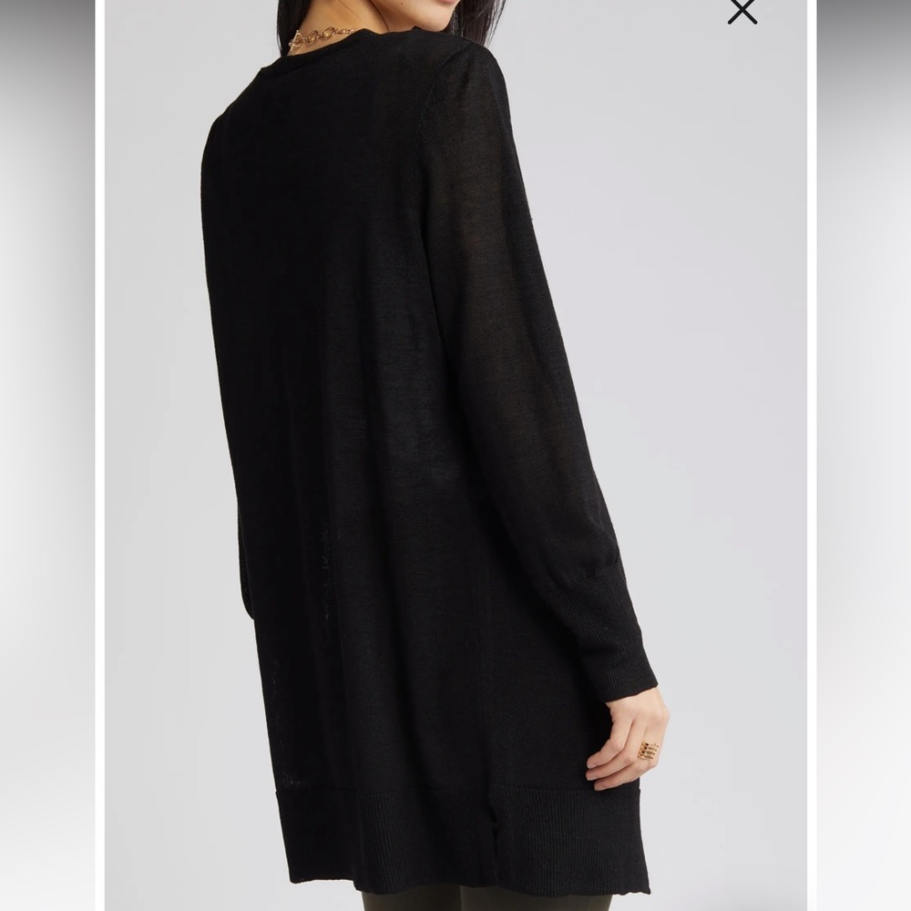 Halogen Side Slit Cardigan - Blue - Picture 3 of 16